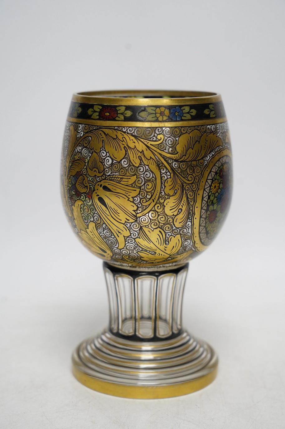 A Bohemian Czech Glass goblet, possibly Hermann Pautsch Haida, 7.5cm. Condition - good